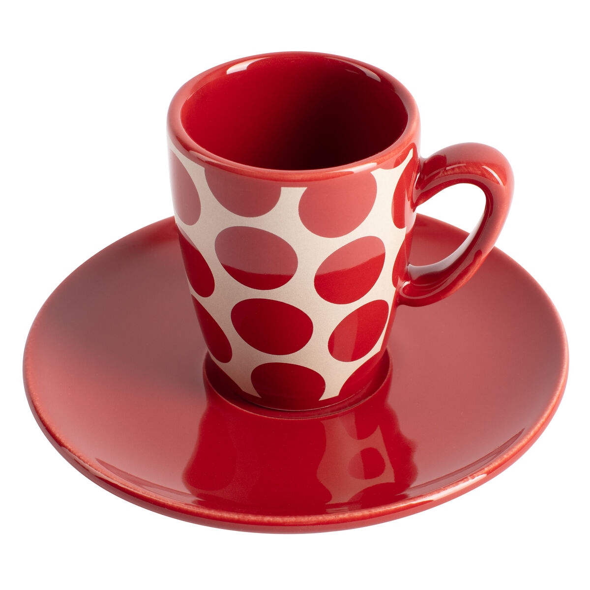 Set da Caffè Benetton Rosso Gres Pois 4 Pezzi